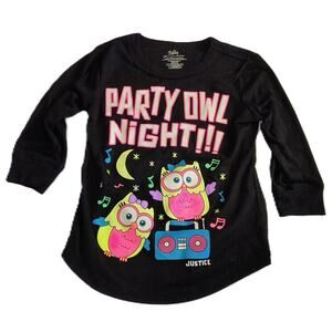 Justice Justice Party Owl Night Girls Sleepwear Top Graphic Black Size 8 G001